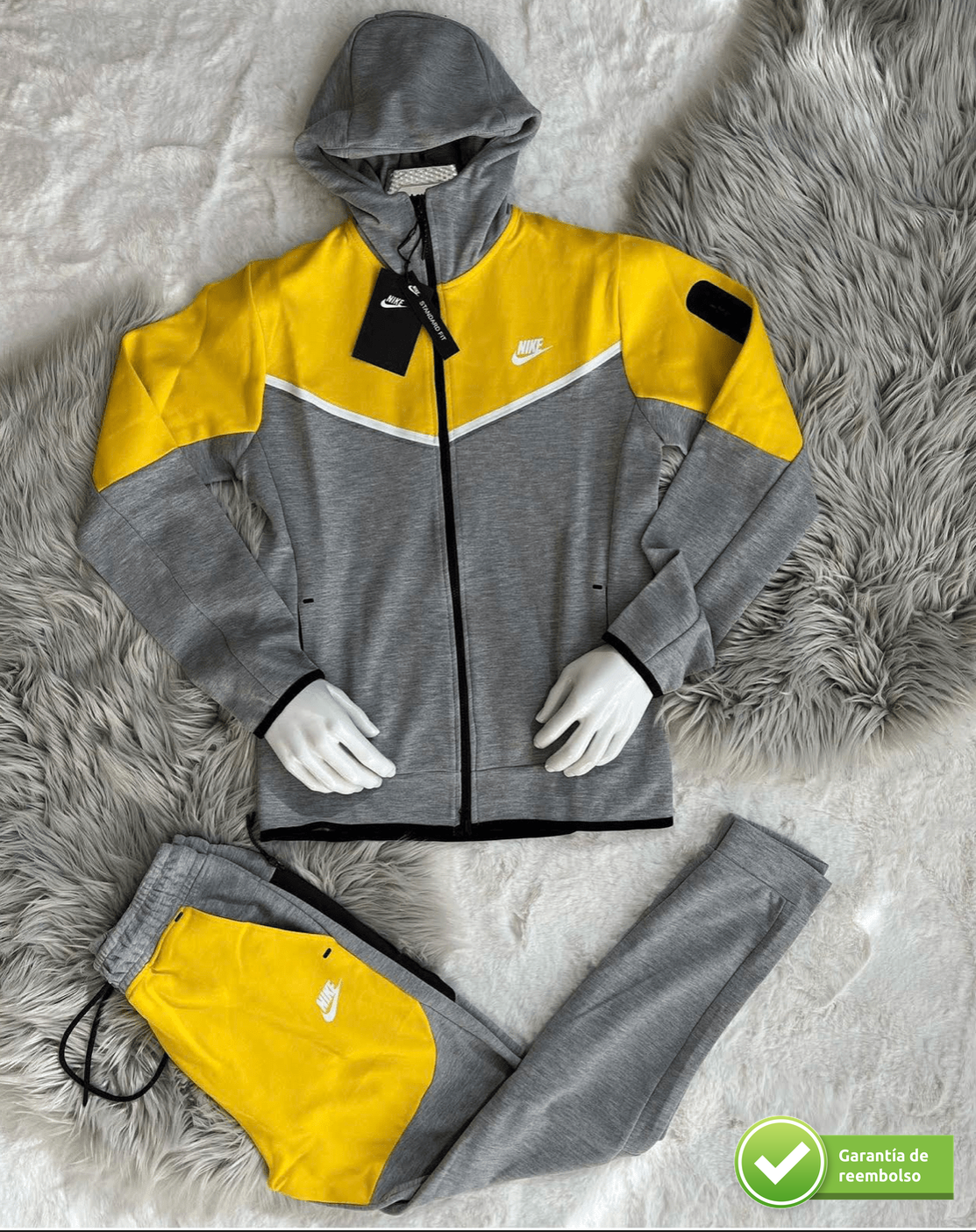 nike tech fleece tracksuit yellow and grey